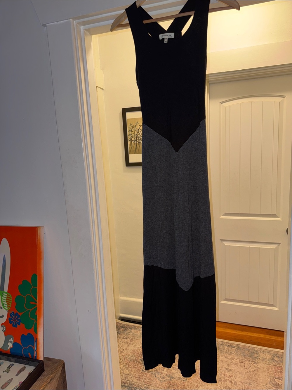Monteau Black and Charcoal Colorblock Maxi Dress